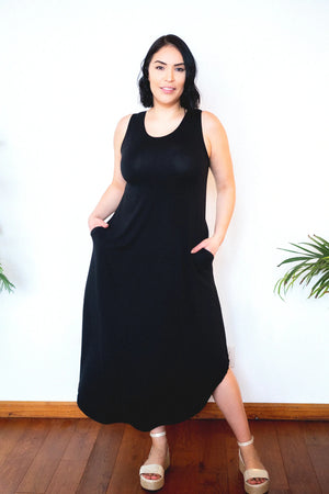 Sibba Long Dress - Black Bamboo Jersey