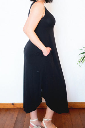 Sibba Long Dress - Black Bamboo Jersey